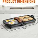 20" Electric Griddle, Ceramic Non-Stick Baking Pan Attemperation Griddle, 1400W Family-Sized Electric Skillet Extra Large Surface and Adjustable Temperature, Slide-Out Drip Tray, Black