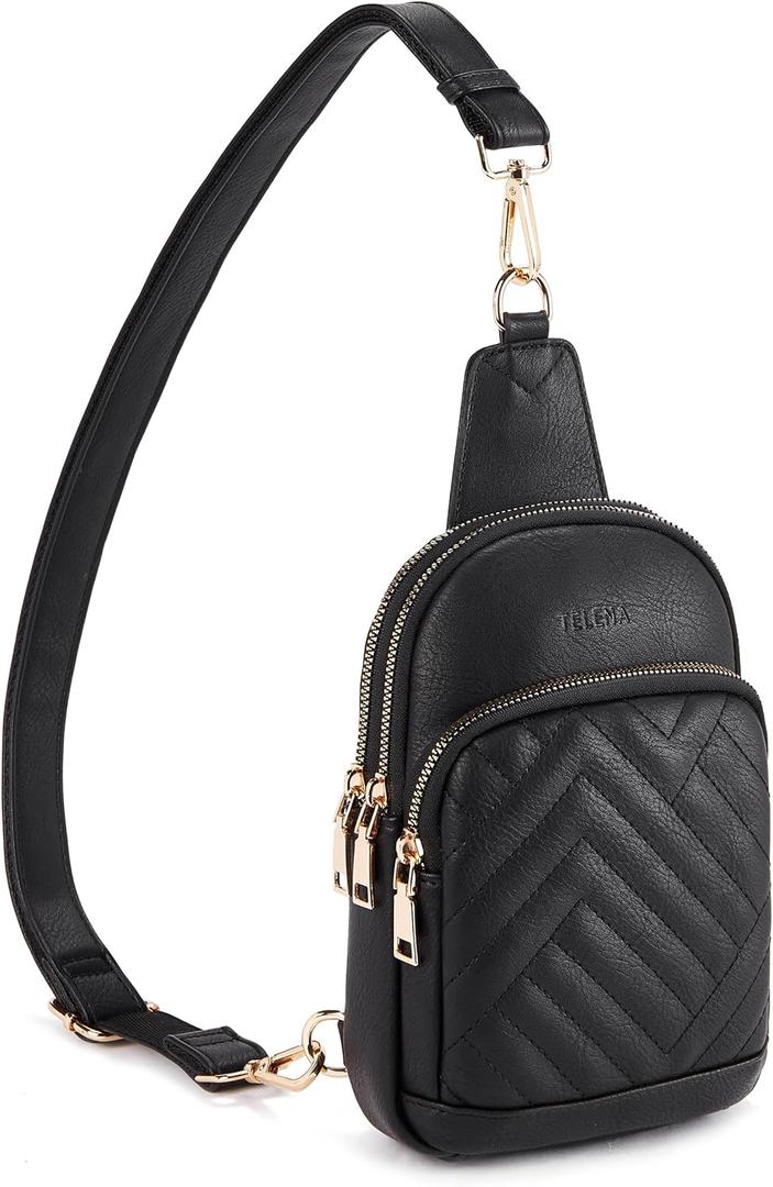 Telena Sling Bag for Women Crossbody Bags Fanny Packs for Women Cross Body Waist Pack with Detachable Strap (0-black)