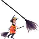 Purple Witch Broom Set, Plastic Broom Props for Kids, Halloween Costume Decor & Show, Cosplay & Party Accessory