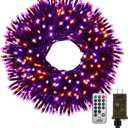 500 LED Orange and Purple Halloween Lights Plug in, Dimmable Twinkle Lights with Remote 8 Modes and Timer, 25FT Waterproof Fairy String Light for Indoor Outdoor Horror Party Tree Decorations