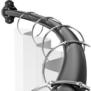 Mcrbeay Curved Shower Curtain Rod, Adjustable 40-72 inches Extra Wide Curved Shower Rods for Bathroom, Rust proof Shower Rod, Premium Stainless Steel Curved Curtain Rod for Shower, Bathtub, Black