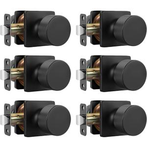 Goldenwarm Matte Black Closet Door Knobs, Passage Door Knobs Interior Hallway, Black Closet Door Knob No Lock 6 Pack