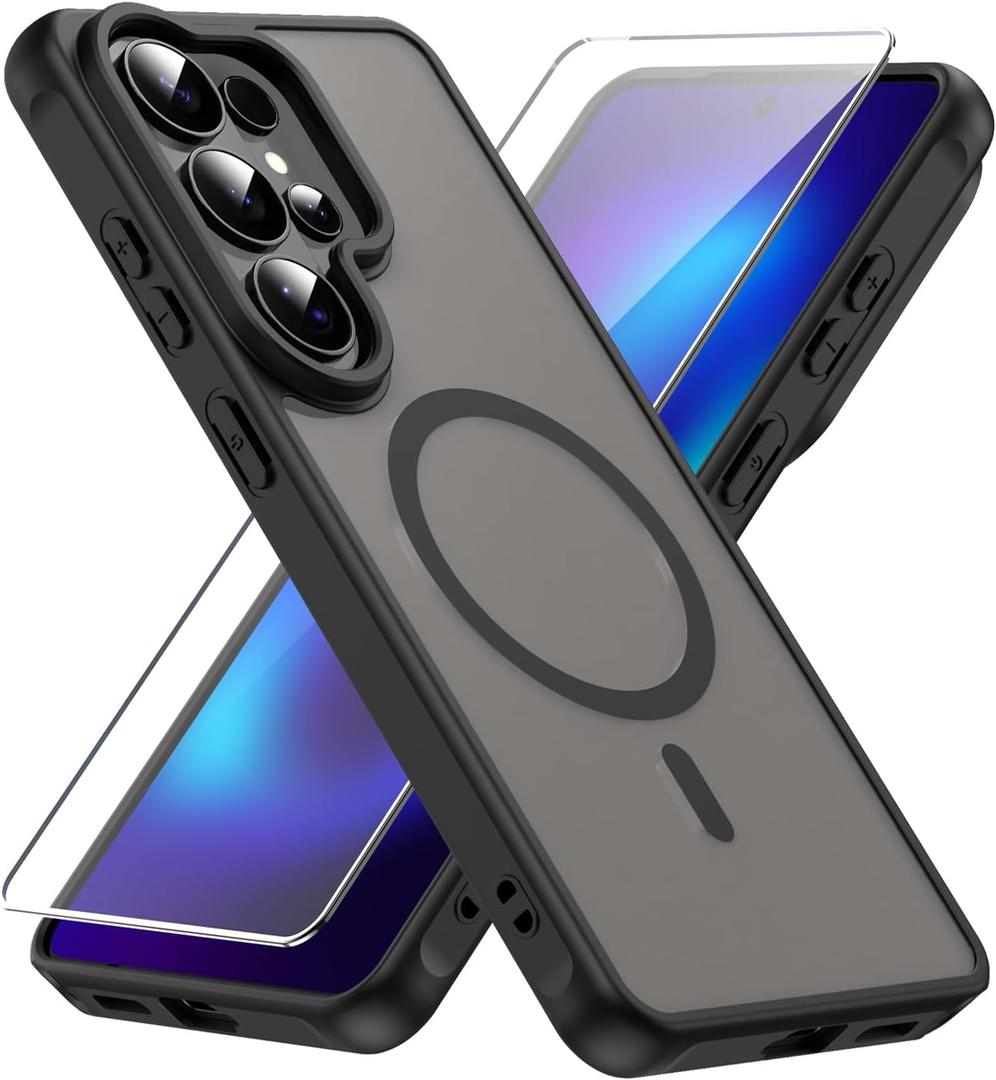 for Magnetic Samsung Galaxy S26 Ultra Case,[Compatible with MagSafe] Full Body Shockproof Protective Case,Wireless Charging,Hard Translucent Matte Phone Cover for Galaxy S26 Ultra (Black)