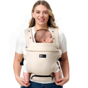 Momcozy Newborn Baby Carrier - Ergonomic, Cozy and Lightweight Carrier for 7-24lbs, Adjustable Neck Support with Sunshield, Breathable Airmesh Perfect for Summer Outing, Khaki