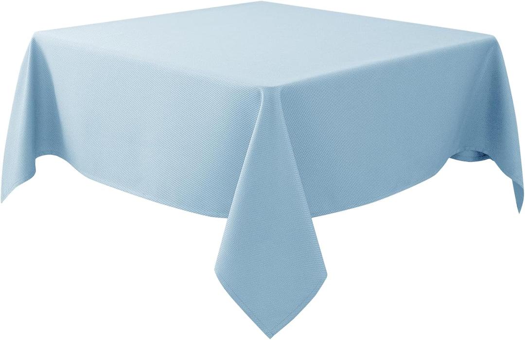 Biscaynebay Fabric Square Tablecloths 70x70 Inches, Light Blue Water Resistant Spill Proof Card Table Cloth Folding Table Cover for Dining, Kitchen, Wedding and Parties, Machine Washable