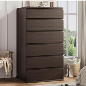 Brown Tall 7 Drawer Dresser for Bedroom, Modern Wood Closet Dressers & Chests of Drawers with Jewelry Storage, 23.6" L*15.8" W*47.5" H in Large Vertical Dresser for Bedroom, Living Room, Nursery