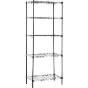 Amazon Basics 5-Shelf Multipurpose Adjustable Steel Garage Shelving Unit, Storage Rack for Kitchen, 200 lbs Per Shelf, Easy Assembly, 13.4"D x 23.2"W x 60"H, Black