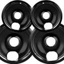 Electric Stove Drip Pans, Replacement Chrome Drip Pans for Electric Stove Compatible with Most Plug-in Electric Ranges include Black 2 * 6in and 2 * 8in (Set of 4 Burner Drip Pan)