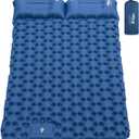HiiPeak Double Sleeping Pad - Self Inflating 3" Extra-Thick for 2 Person with Pillow Built-in Foot Pump Inflatable Sleeping Mat for Backpacking, Hiking, Traveling, Tent, Portable Camping Mat (Blue)