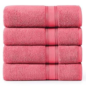 LANE LINEN 100% Cotton 4 Pack Bath Towels Set (30"x60") - Zero Twist, Large Cotton Towels for Bathroom - Quick Dry, Soft & Absorbent Bath Towel Set - Remains Soft After Multiple Washes 