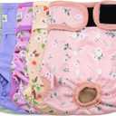 Female Dog Diapers 5Pcs - Premium Reusable Diapers for Doggie in Heat - Highly Absorbent Dog Diapers Female for Pet Incontinence with Adjustable Snaps,Flowers L
