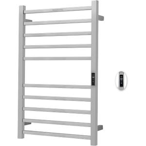 Heated Towel Racks for Bathroom, Wall Mounted Electric Towel Warmer Racks with Timer & Temperature Control, 10 Bar Stainless Steel Towel Heater for Bathroom, Brushed Plug-in