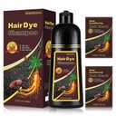 Dark Brown Hair Dye Shampoo 3 in 1 for Gray Hair Coverage, Long-lasting Hair Color Shampoo Easy At-Home Use, Safe and Gentle Formula for All Hair Types 16.9 Fl Oz (Dark Brown)