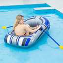 ptlsy Inflatable Boat, Swimming Pool Lake Float Raft for Adults, Portable Fishing Boat Raft for Lake with Oars Hand Pump