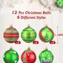 12 Pcs Christmas Tree Decorations, 1.18 Inch Christmas Ball Ornaments Glittering Plastic Hanging Decorations, Elf Balls Swirl Candy Cane Peppermint Red and Green Balls for Xmas Tree
