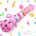 Baby Toys 0-6 6-12 Months, Stuffed Animal Infant Tummy Time Toys Sensory Toys with Crinkle Rattles Textures and Mirror Gifts for Newborn Boys Girls, Baby (Pink)