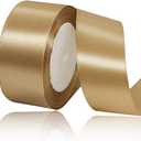 4 x Solid Color Champagne Gold Satin Ribbon, 1-1/2 Inches x 25 Yards Fabric Satin Ribbon for Gift Wrapping, Crafts, Hair Bows Making, Wreath, Wedding Party Decoration and Other Sewing Projects
