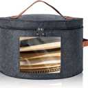 Round Hat Box, Stackable Felt Hat Boxes for Women Storage, Foldable Premium Hat Travel Case with Dustproof Lid, Space Saving Hat Organizer (Grey)