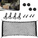Car Rear Cargo Net, Adjustable Elastic Trunk Storage Organizer Net, 35.43" x 11.81" Double-layer Storage Net with Hooks, Universal Automotive Interior Accessories for Most Cars (Black)