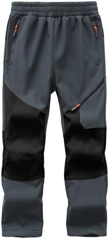 Buyboxs Kids Winter Pants Fleece Lined Waterproof Boys Ski Pants Thermal Outdoor Softshell with Zipper Pockets L