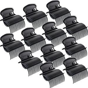 Hot Roller Clips Hair Curler Claw Clips Replacement for Women Girls Hair Section Styling (12 Pieces, Black)