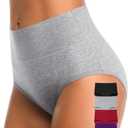 CULAYII Tummy Control Underwear Womens High Waisted Cotton Panties Breathable Full Coverage Postpartum Ladies Briefs (XX-Large, Multicoloured J - 5 Pack)
