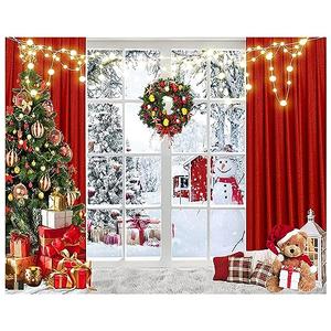 YYNXSY Christmas Photography Backdrop Winter Christmas Window Decoration Backdrop Birthday Party Decorations Photo Backdrops Xmas Photo Booth Props Background 7X5FT YY-3569