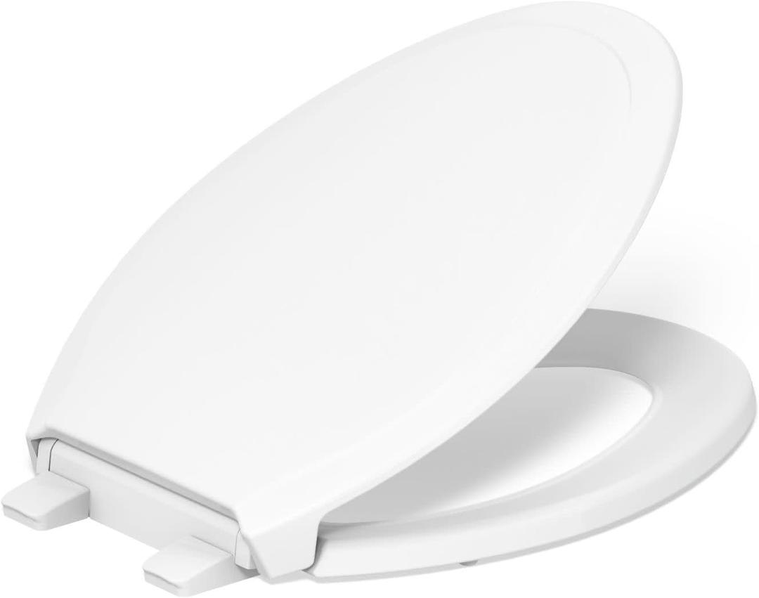 KOHLER 4734-RL-0 Rutledge ReadyLatch Soft Close Elongated Toilet Seat, Quiet-Close Lid Grip-Tight Bumpers, Installation Hardware, Home Essentials, White