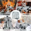 Halloween Blanket,Cute Kawaii Ghost Skeleton Goth Occult Creepy Witch Pumpkin for Women,Halloween Flannel Fleece Throw Blanket for Home Living Room Bed Chair Decor Blue 60"x50"