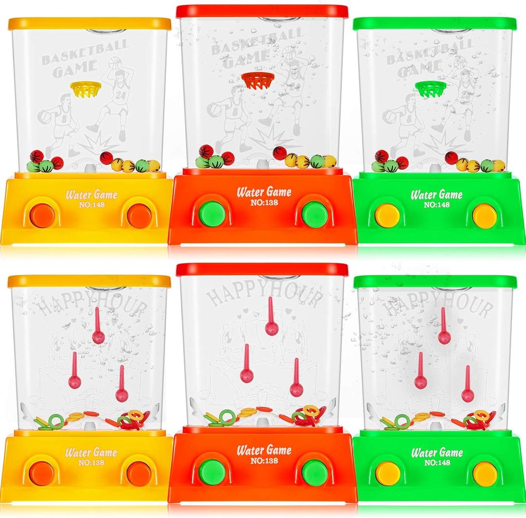 Sumind 6 Pieces Aqua Rings Handheld Water Game Mini Retro 80s 90s Games for Kids Christmas Stocking Stuffers Birthday Return Gifts Classroom Rewards Bulk(Classic Style)