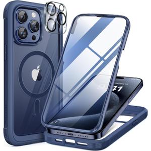 Miracase Designed for iPhone 12 Pro Max Case, Full Body Rugged Case with Built-in Touch Sensitive Anti-Scratch Screen Protector, Soft TPU Case Compatible with iPhone 12 Pro Max 6.7", Dark Blue