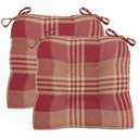 Arlee Chair Cushions for Dining Chairs, Set of 2 - Fiber Filled Chair Pads, Plaid Woven with Tiebacks - Durable Thick Seat Cushions for Kitchen, Office, Patio, 16”L x 16’’W - Brick, 2 Piece