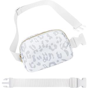 Waist Belt Bag Fashion Fanny Women Waist Pack With Adjustable Strap For Travel Running Hiking Walking Leopard White with rope
