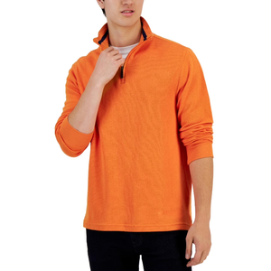Zengjo 1/4 Zip Pullover Mens Running Shirt Long Sleeve (S, Orange)