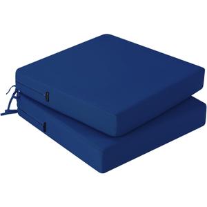 idee-home Outdoor Chair Cushions Set of 2, Waterproof Outdoor Seat Cushions for Patio Furniture, Outside Replacement Chair Pad with Ties for Lawn Deck Porch, 22 x 22 Navy Blue (Dark Cerulean)