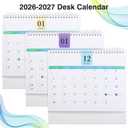2 x Desk Calendar 2026-2027, 2 Years Calendar Runs from Jan. 2026 until Dec 2027, Table Monthly Planner with Stickers for Home,Office,School Organization(L-Pink+White,9.8" x 9.6")