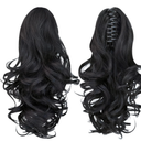 ShulaSHOP Black Ponytail Extension,14" Short Curly Wavy Claw Clip Pony tails Hair Extensions Natural Soft Synthetic Hairpiece for Women