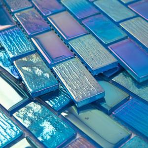 Glass Mosaic Tile Backsplash Fantasy Blue 12 x 12 Inch Glossy Pool Glass Tile for Swimming Kitchen Bathroom Shower Waterline Fountain Spa Wall (5-Pack, 5 sq.ft.)