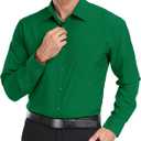 ZITY Men's Dress Shirts Solid Long Sleeve Business Casual Button Down Shirts (Green, XXXL)