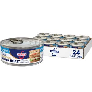 Swanson White Premium Chunk Canned Chicken Breast in Water, Fully Cooked Chicken, 4.5 OZ Can (Case of 24)