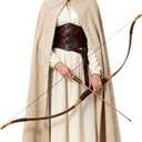 Joukavor Renaissance Cloak with Hood Medieval Cape for Women Men Halloween (Khaki)