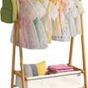 Clothing Rack, Coat Rack Freestanding for Hanging Clothes, Dress up Rack with Storage Basket,Closet Organizer for Hanging Clothes (Short)