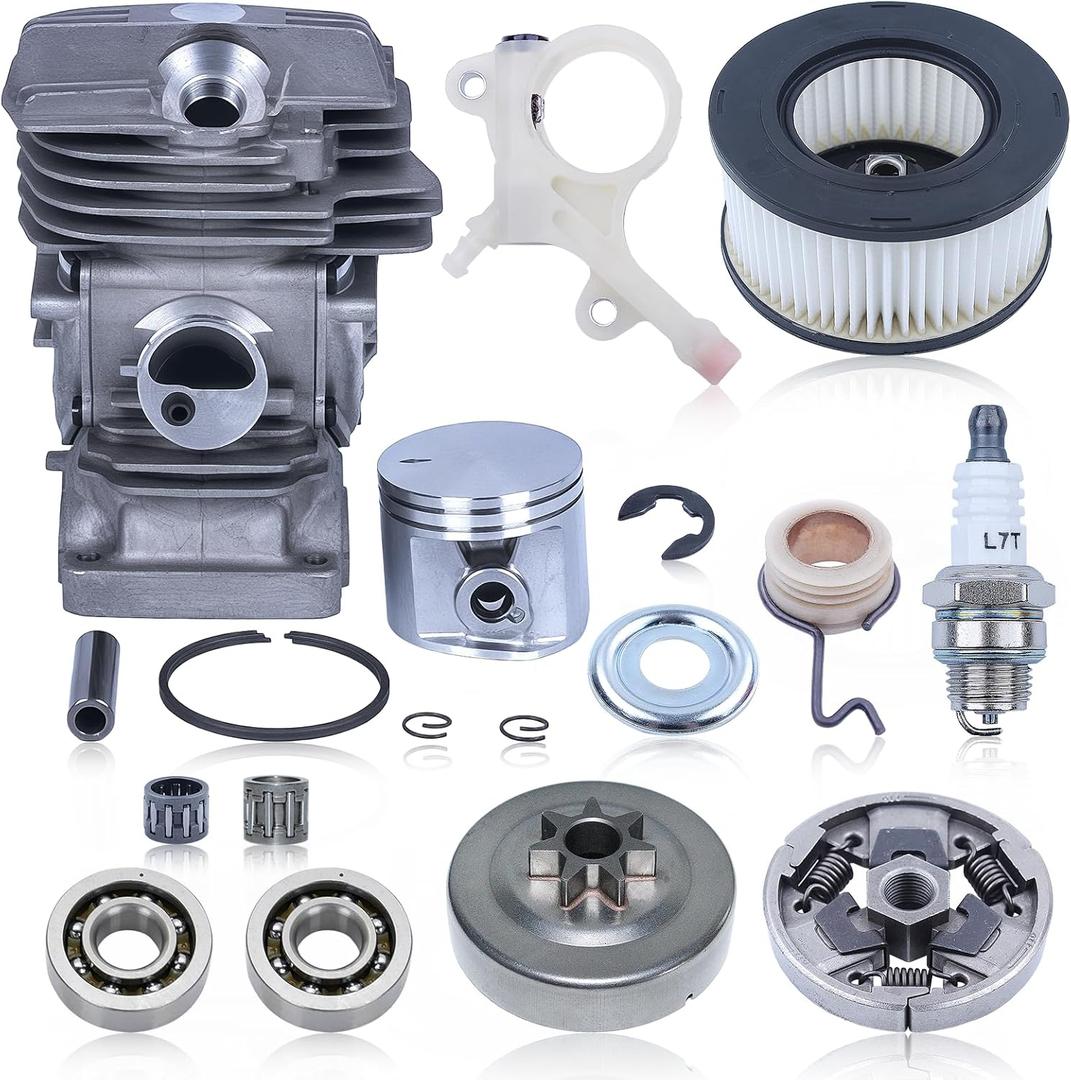 Adefol MS291 Cylinder Piston Kit & 325"-7T Clutch Drum Oil Pump Kit for Stihl MS291 MS291C MS 291 MS271 MS271C Chainsaw, MS271 47mm Big Bore Cylinder Rebuild Kit Replace 1141-020-1206, 1141 640 2001