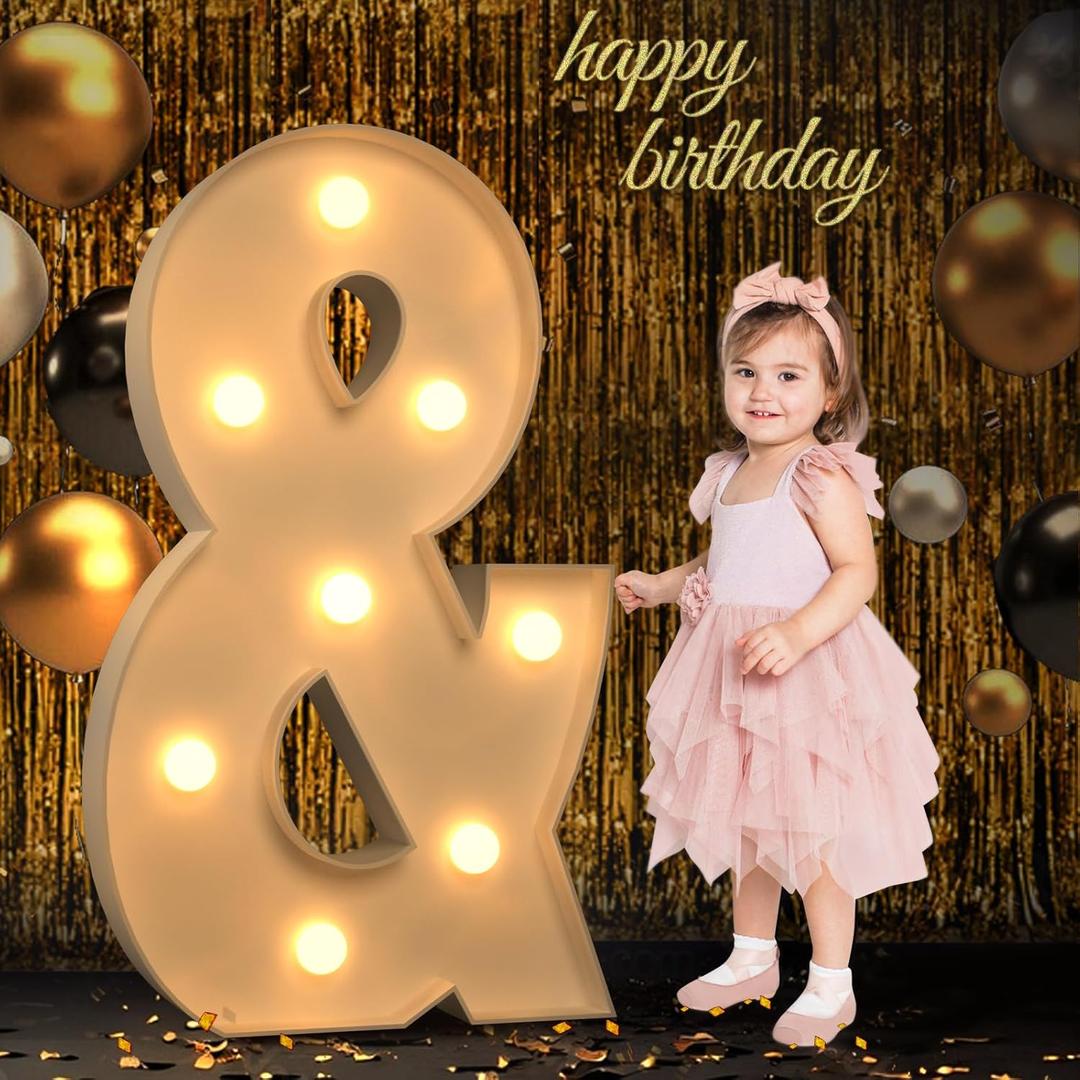 Marquee Light Up Letters, 3FT Large Light Up Letters for Party, Marquee Numbers, Mosaic Balloon Frame, Cardboard Letters for Birthday Wedding Engagement Party Backdrop Decorations