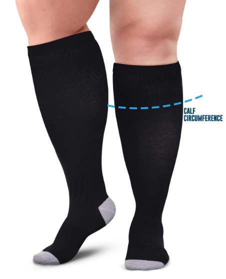 Doctor's Select 1Pair Plus Size Compression Socks Wide Calf - Up to 6XL | 20-30 mmHg Extra Wide Calf Compression Socks Women | Black Doctor's Select 1Pair Plus Size Compression Socks Wide Calf - Up to 6XL | 20-30 mmHg Extra Wide Calf Compression Socks Women | Black