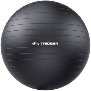 Trideer Exercise Ball for Yoga, Pilates & Fitness  Stability Ball Equipment for Home Gym & Office Chair, Core & Balance Training Accessories, Physical Therapy Equipment, Quick Pump Included, 5 Sizes (XL(27-30ines/68-75cm), Black)