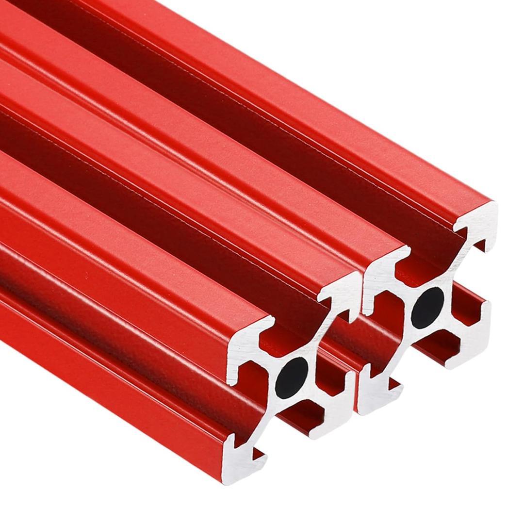 uxcell 2Pcs 450mm 2020 Aluminum Extrusion Profile, European Standard Anodized Linear Rail for 3D Printer Part, CNC Machine, Linear Rail Guide, Red