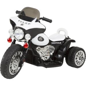 Kids Motorcycle Ride On Toy  3-Wheel Battery Powered Motorbike for Kids 3 and Up  Police Decals, Reverse, and Headlights by Lil Rider (White and Black)