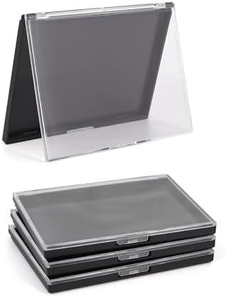Magnetic Makeup Palette Empty with Clear Top, 3Pack Empty Eyeshadow Pan Dispensing Storage Box with 60Pcs Adhesive Metal Stickers for DIY Cosmetics Lipstick Blush Powder-5.7"x4.3"Palette
