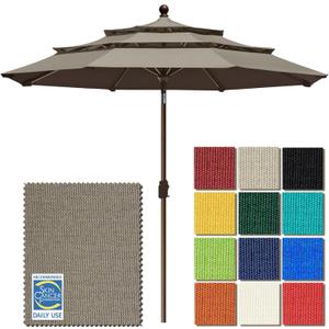 EliteShade USA 10-Year-Non-Fading 9ft 3-Tier Market Patio Umbrella, Commercial Grade Outdoor Table Umbrella with Crank Open, Windproof & UPF 50+ UV Protection, Heavy Duty Ventilation for Garden, Deck, Pool, Backyard, Beach & Bistro, Taupe